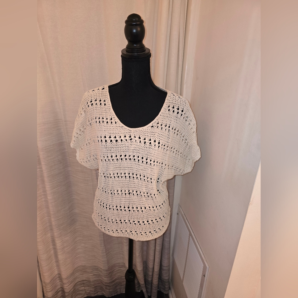 Cream Crochet Top with silver shimmer threading